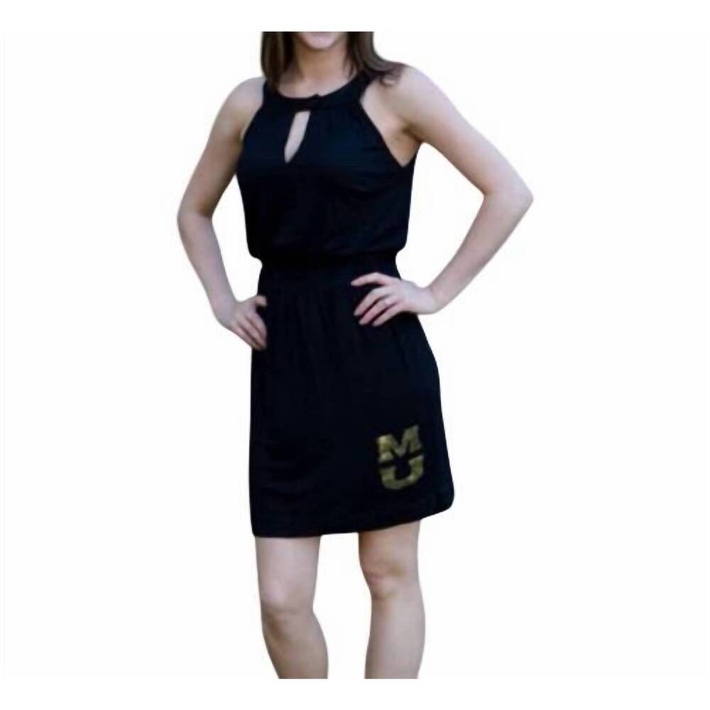NEW LIVY LU university of missouri logo halter dress in black
